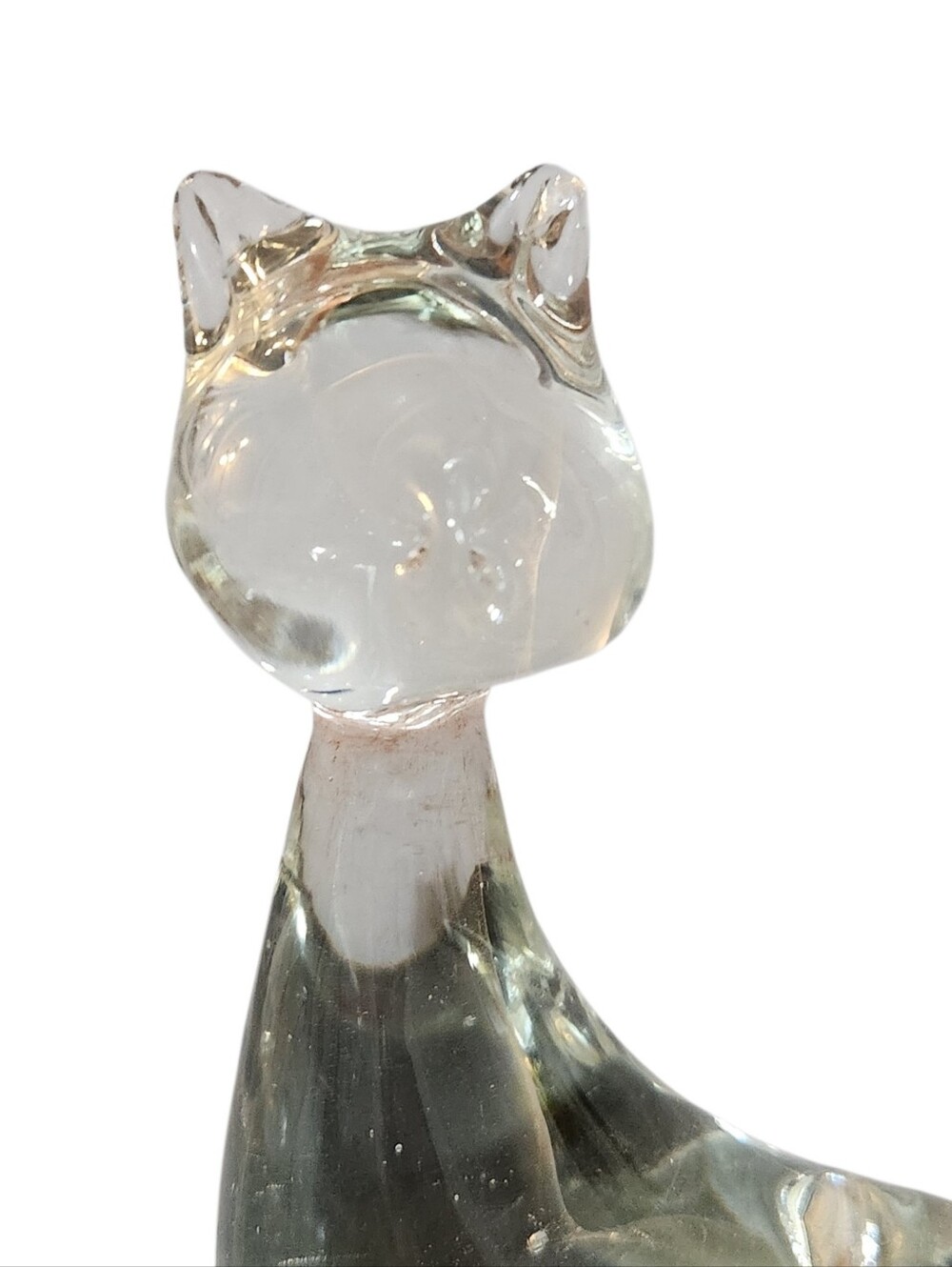 MCM Glass Cat with Orange Fish in Belly Vintage 6.5 inches Tall Paperweight - Picture 8 of 8